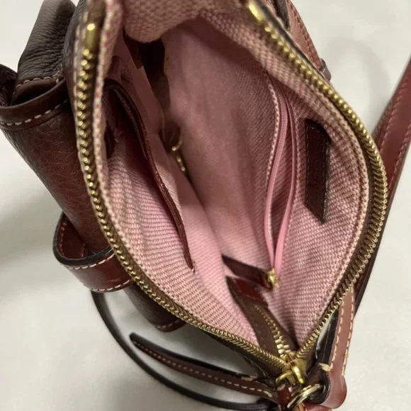 DOONEY & BOURKE Brown Pebble Leather Crossbody Bag - Picture 13 of 16